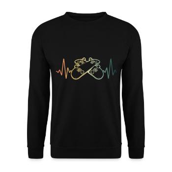 Herzschlag Skater Skateboard Skaten - Unisex Pullover - Schwarz - Vorne - Alina (178cm) & Michal (187cm)