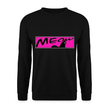 süße Katze MEOW Katzen Kater Miezekatze - Unisex Pullover - Schwarz - Vorne - Alina (178cm) & Michal (187cm)
