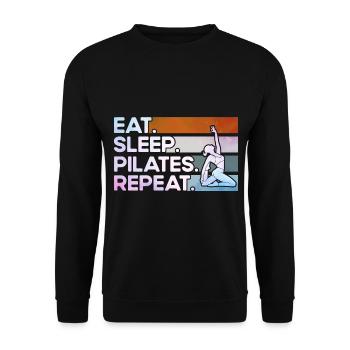 Pilates Manger Sommeil Pilates Cadeau à répéter - Sweat-shirt Unisexe - noir - Devant - Alina (178cm) & Michal (187cm)