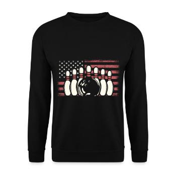 Joueur de quilles patriotiques USA Drapeau Bowling - Sweat-shirt Unisexe - noir - Devant - Alina (178cm) & Michal (187cm)