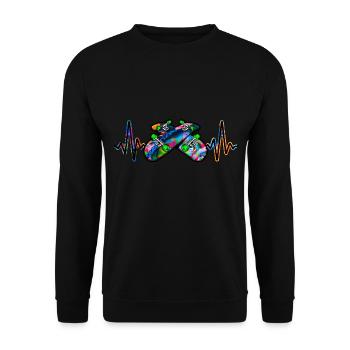 Herzschlag Skater Skateboard Skaten - Unisex Pullover - Schwarz - Vorne - Alina (178cm) & Michal (187cm)