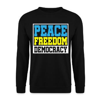 | changeable de couleur Paix Liberté Démocratie - Sweat-shirt Unisexe - noir - Devant - Alina (178cm) & Michal (187cm)