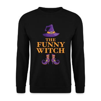 Die lustige Hexe - Unisex Pullover - Schwarz - Vorne - Alina (178cm) & Michal (187cm)