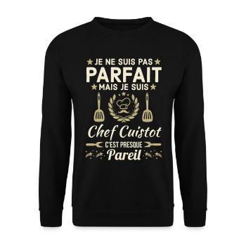 Chef CUISTOT - Sweat-shirt Unisexe - noir - Devant - Alina (178cm) & Michal (187cm)