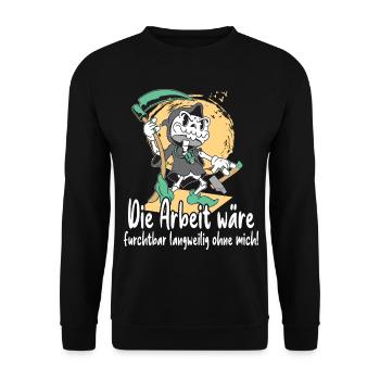 Sensenmann mit Werkzeug - Unisex Pullover - Schwarz - Vorne - Alina (178cm) & Michal (187cm)