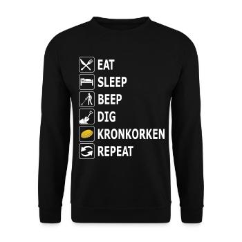 sondeln, Sondengänger, Kronkorken, Metallsuche - Unisex Pullover - Schwarz - Vorne - Alina (178cm) & Michal (187cm)