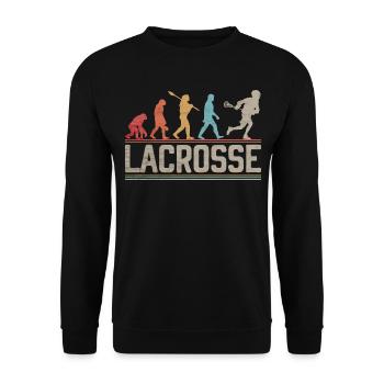 Lacrosse Evolution Vintage relax Bro LAX Funny - Unisex Pullover - Schwarz - Vorne - Alina (178cm) & Michal (187cm)