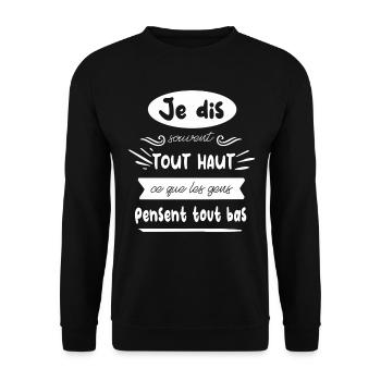 Je dis tout haut sans filtre - Sweat-shirt Unisexe - noir - Devant - Alina (178cm) & Michal (187cm)