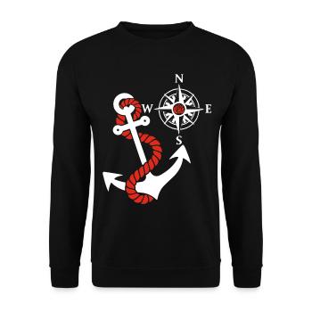 Compass rose and sea anchor (white) - Unisex Sweatshirt - black - Front - Alina (178cm) & Michal (187cm)