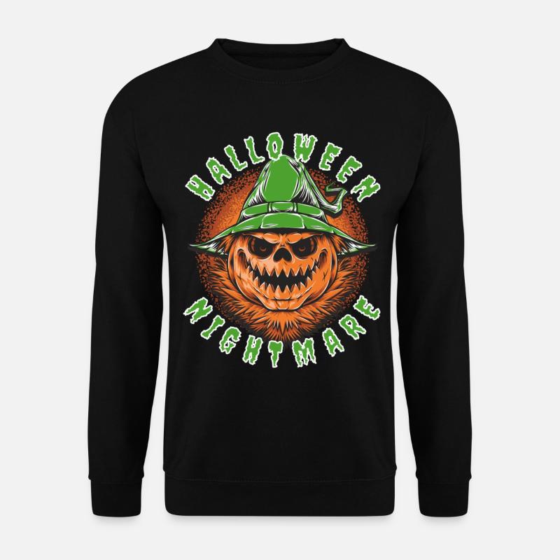 Grüner Spukkürbis und Hut - Unisex Pullover - Schwarz
