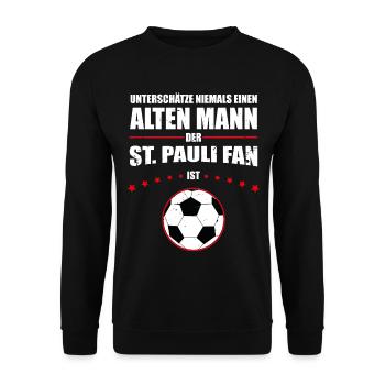 Alter Mann - St. Pauli Fan | Retro Vintage Design - Unisex Pullover - Schwarz - Vorne - Alina (178cm) & Michal (187cm)