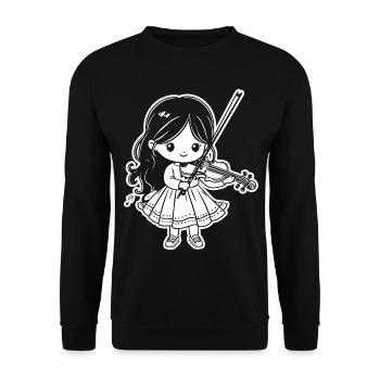 Violinen Mädchen - Unisex Pullover - Schwarz - Vorne - Alina (178cm) & Michal (187cm)