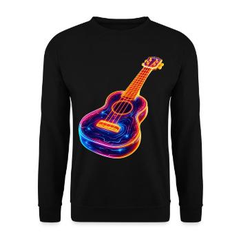 Ukulele Synthwave - Unisex Pullover - Schwarz - Vorne - Alina (178cm) & Michal (187cm)