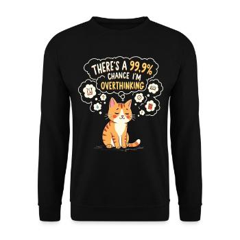 Katze denkt zu sarkastischen Humor - Unisex Pullover - Schwarz - Vorne - Alina (178cm) & Michal (187cm)