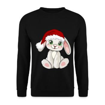Süßer Hase mit Santa Mütze Weihnachtsmütze - Unisex Pullover - Schwarz - Vorne - Alina (178cm) & Michal (187cm)