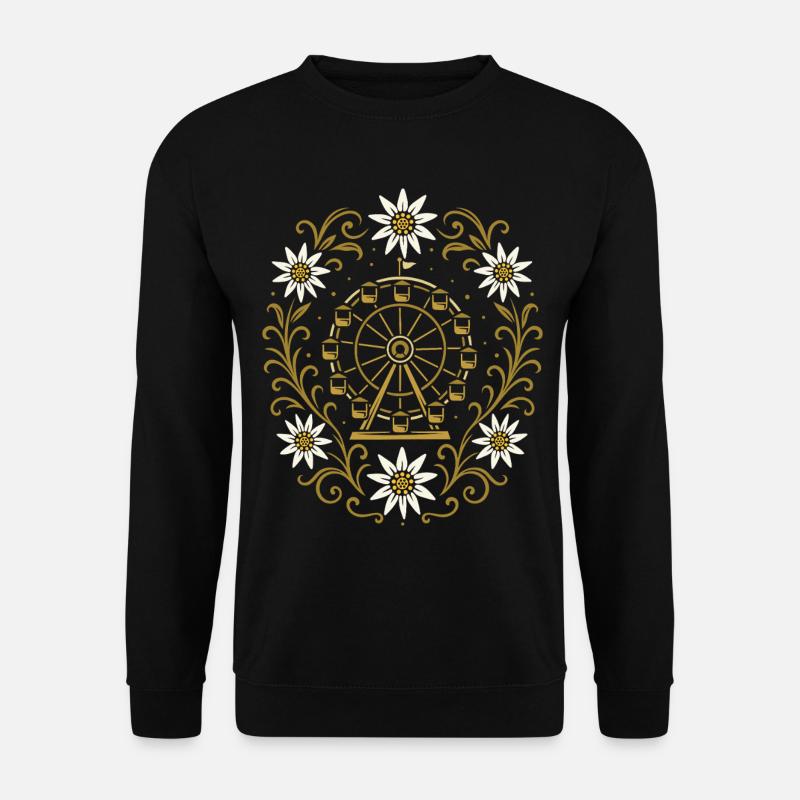 Riesenrad & Edelweiß - nostalgisches Festdesign - Unisex Pullover - Schwarz