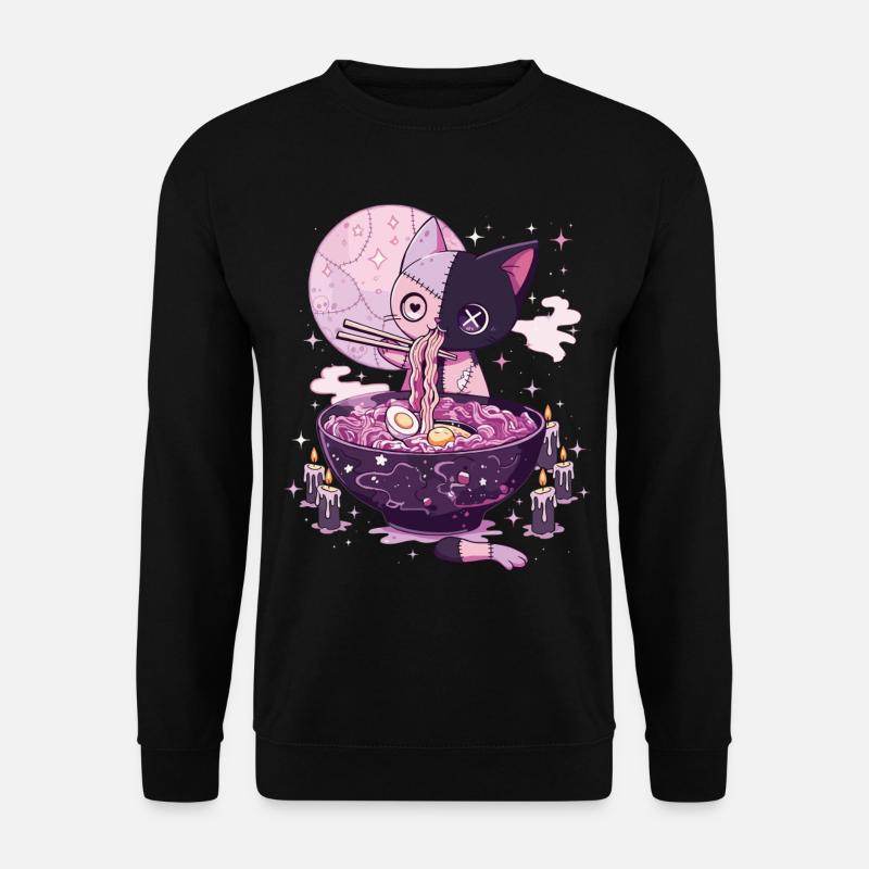 Kawaii Goth Pastel Cat Zombie Ramen - Unisex Sweatshirt - black