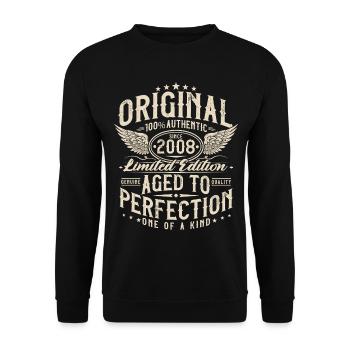 Original_2008_Jahrgang_Geburtstag_Geschenk_Retro - Unisex Sweatshirt - black - Front - Alina (178cm) & Michal (187cm)