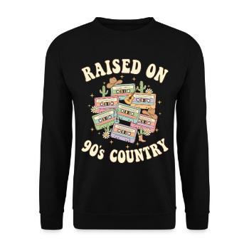 Kassetten-Hip-Hop-Tape, aufgewachsen im R&B der 90er - Unisex Pullover - Schwarz - Vorne - Alina (178cm) & Michal (187cm)