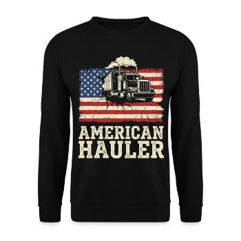 American Hauler Truck Driver US Trucker - Unisex Sweatshirt - black - Front - Alina (178cm) & Michal (187cm)