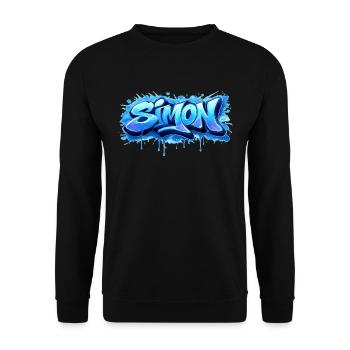 Graffiti  SIMON Prénom cadeau idéal imprimable  - Sweat-shirt Unisexe - noir - Devant - Alina (178cm) & Michal (187cm)