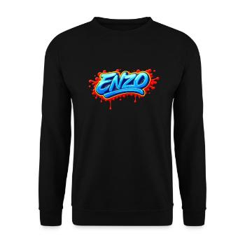 GRAFFITI NAME ENZO  FOR  PERFECT GIFT PRINTABLE - Sweat-shirt Unisexe - noir - Devant - Alina (178cm) & Michal (187cm)