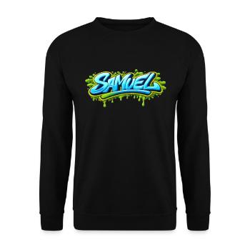 GRAFFITI NAME SAMUEL FOR PERFECT GIFT PRINTABLE - Unisex Sweatshirt - black - Front - Alina (178cm) & Michal (187cm)