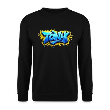 GRAFFITI NAME TONY FOR PERFECT GIFT PRINTABLE - Unisex Sweatshirt - black - Front - Alina (178cm) & Michal (187cm)