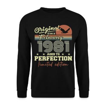 Birthday February 1981 - Unisex Sweatshirt - black - Front - Alina (178cm) & Michal (187cm)