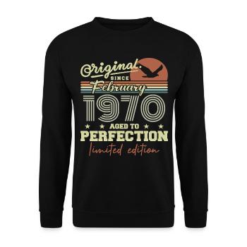 Anniversaire février 1970 - Sweat-shirt Unisexe - noir - Devant - Alina (178cm) & Michal (187cm)