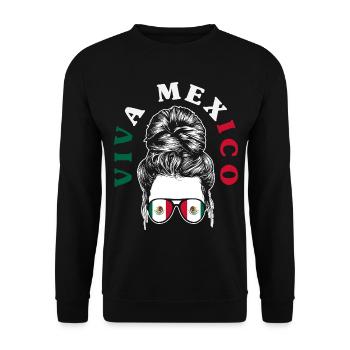 Mexiko Stolz & Heimat Mexikaner Mexico Flagge - Unisex Pullover - Schwarz - Vorne - Alina (178cm) & Michal (187cm)