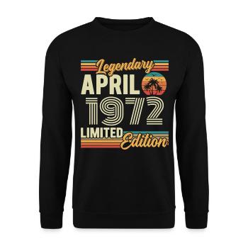 April 1972 54th Anniversary Gift - April 1972 - Unisex Sweatshirt - black - Front - Alina (178cm) & Michal (187cm)