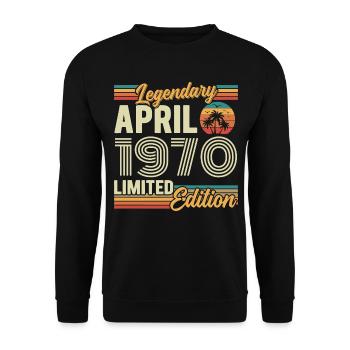 April 1970 56th Anniversary Gift - April 1970 - Unisex Sweatshirt - black - Front - Alina (178cm) & Michal (187cm)