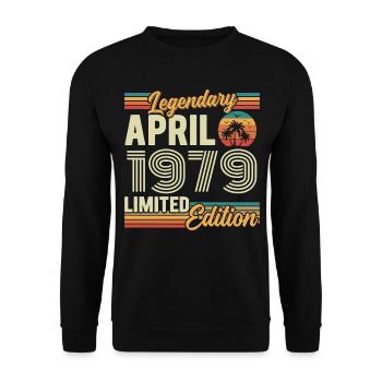 April 1979 47th Anniversary Gift - April 1979 - Unisex Sweatshirt - black - Front - Alina (178cm) & Michal (187cm)