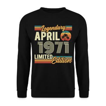 April 1971 55th Anniversary Gift - April 1971 - Unisex Sweatshirt - black - Front - Alina (178cm) & Michal (187cm)