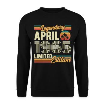April 1965 61st Birthday Gift - April 1965 - Unisex Sweatshirt - black - Front - Alina (178cm) & Michal (187cm)