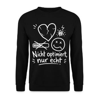 Nicht Optimiert Nur Echt - Unisex Pullover - Schwarz - Vorne - Alina (178cm) & Michal (187cm)