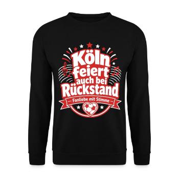 Köln feiert auch bei Rückstand - Unisex Pullover - Schwarz - Vorne - Alina (178cm) & Michal (187cm)