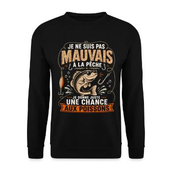 Pêche Humour Poisson Malicieux Cadeau Pêcheur - Sweat-shirt Unisexe - noir - Devant - Alina (178cm) & Michal (187cm)