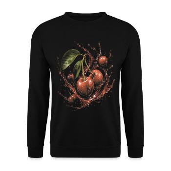 Kirschroter Fruchtsaft Spritzkunst Frisch - Unisex Pullover - Schwarz - Vorne - Alina (178cm) & Michal (187cm)