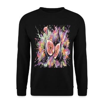 Lila Feige Exotische Frucht-Spritzkunst - Unisex Pullover - Schwarz - Vorne - Alina (178cm) & Michal (187cm)