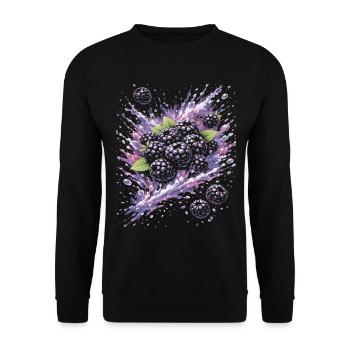 Brombeeren Wildfrucht Schwarze Spritzkunst - Unisex Pullover - Schwarz - Vorne - Alina (178cm) & Michal (187cm)