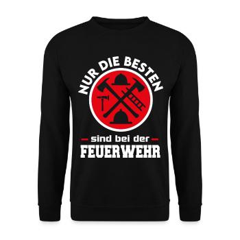 Die besten sind bei der Feuerwehr Feuerwehrleute - Unisex Pullover - Schwarz - Vorne - Alina (178cm) & Michal (187cm)
