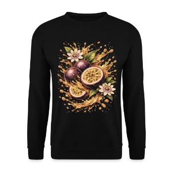 Passionsfrucht Exotische Maracudja Spritzkunst - Unisex Pullover - Schwarz - Vorne - Alina (178cm) & Michal (187cm)