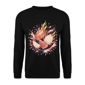 Pitaya Exotische Drachenfrucht-Spritzkunst - Unisex Pullover - Schwarz - Vorne - Alina (178cm) & Michal (187cm)