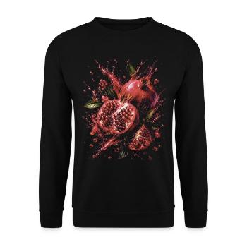 Granatapfel-Rubinrote Frucht-Spritzkunst - Unisex Pullover - Schwarz - Vorne - Alina (178cm) & Michal (187cm)