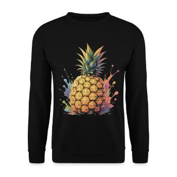 Tropische Ananas-Gelbe Frucht-Spritzkunst - Unisex Pullover - Schwarz - Vorne - Alina (178cm) & Michal (187cm)