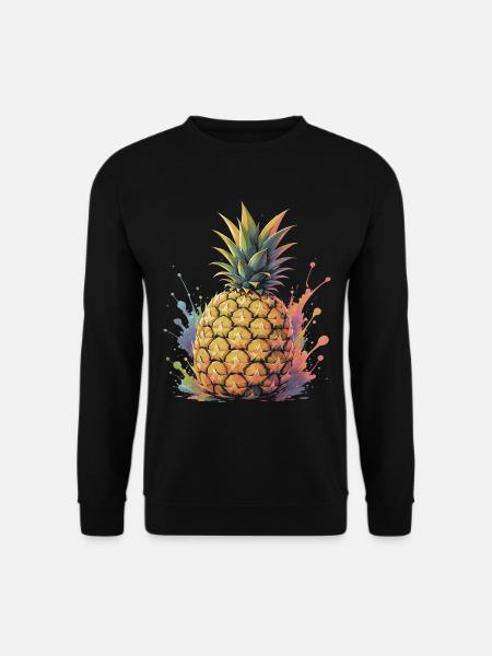Tropische Ananas-Gelbe Frucht-Spritzkunst - Unisex Pullover - Schwarz