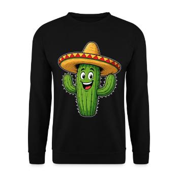 Lustiger Kaktus mit Sombrero - Unisex Pullover - Schwarz - Vorne - Alina (178cm) & Michal (187cm)