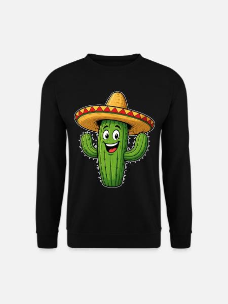 Lustiger Kaktus mit Sombrero - Unisex Pullover - Schwarz